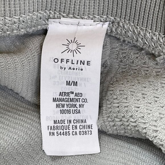 Aerie Offline Big Chill Seamless 7/8 Braided Ribbed Leggings Sz M Light Gray - Picture 6 of 10